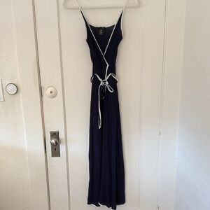 Aqua Navy and White Maxi Dress